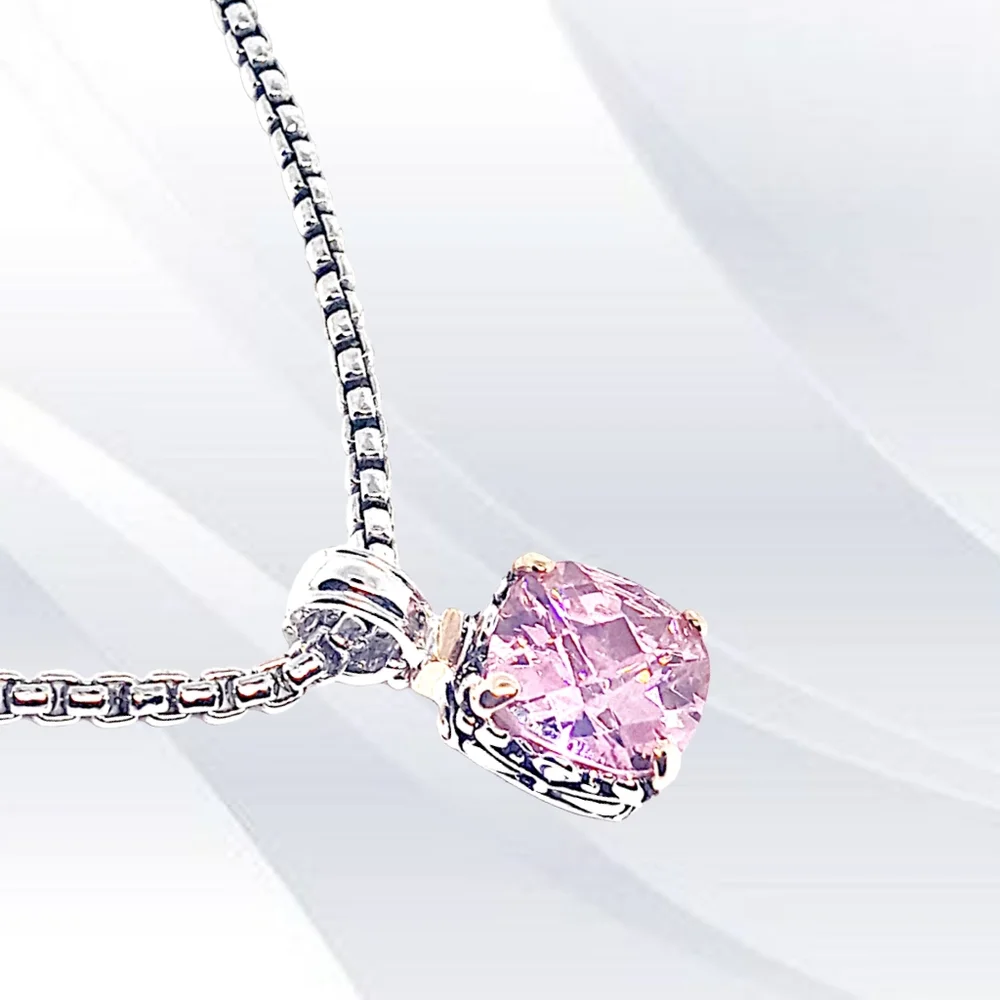 2-tone Stunning Pink CZ Renaissance Revival Choker. 16